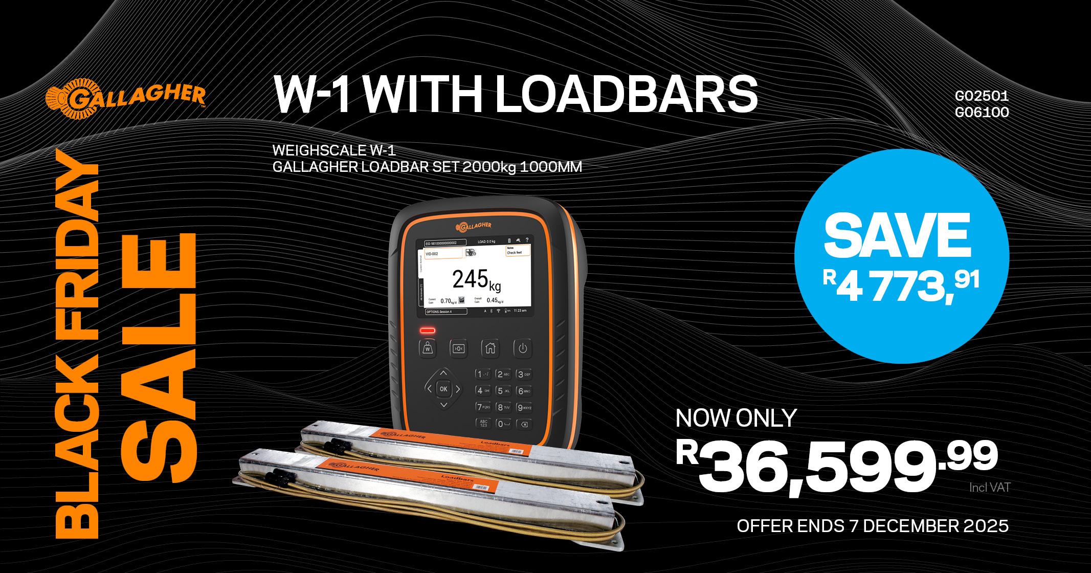 BLACK FRIDAY | W-1 With 2000KG Loadbar | Gallagher