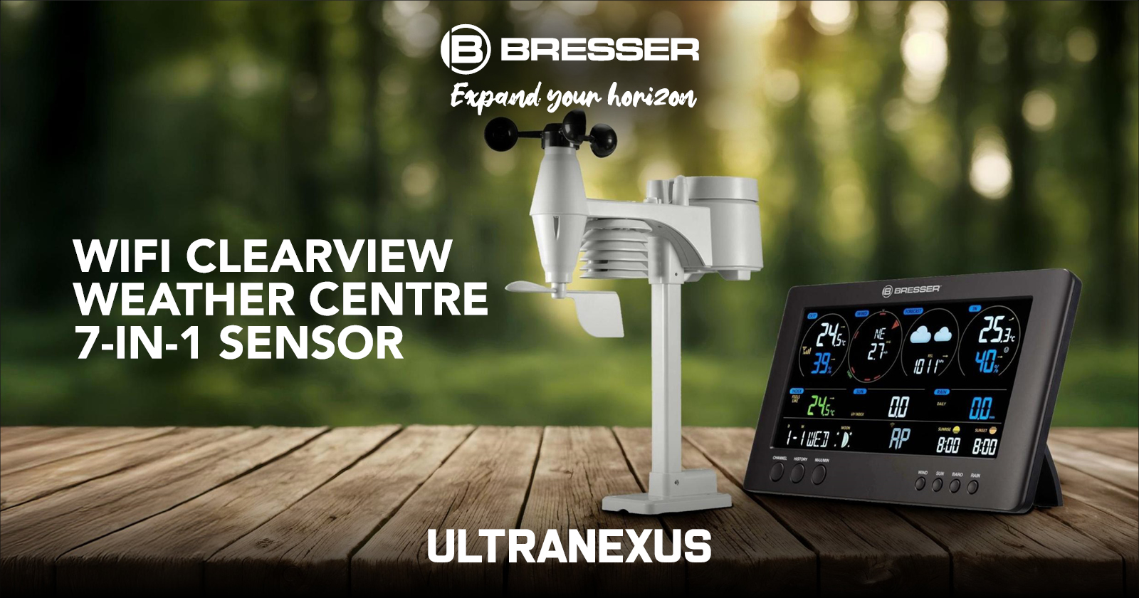 BRESSER | WIFI ClearView weather center with 7-in-1 sensor | Ultranexus