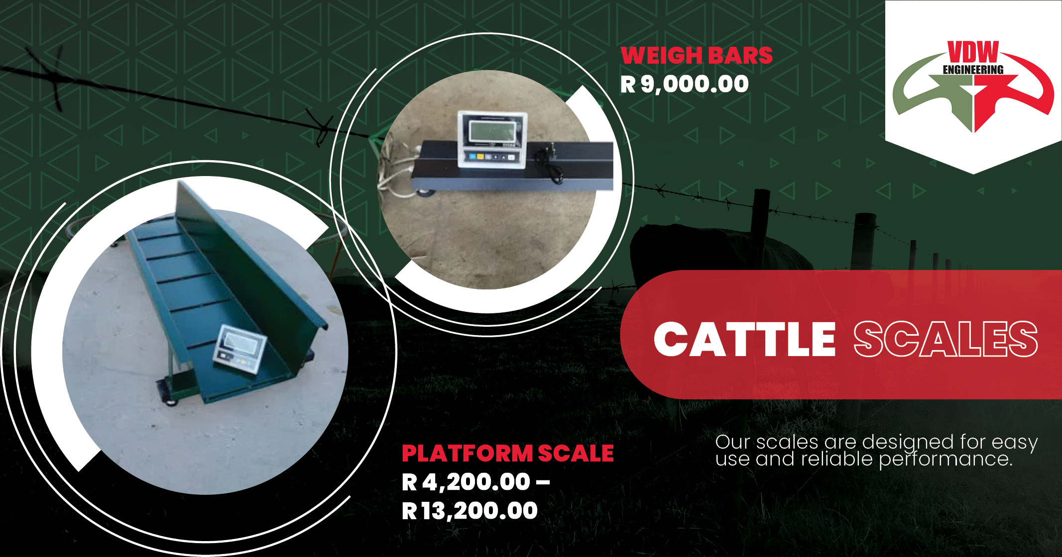 Cattle scales | Platform scale | Weigh bars | VDW Engineering