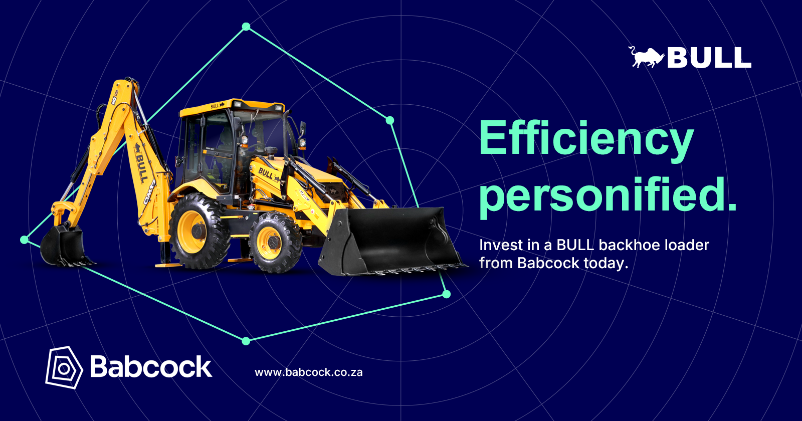 Efficiency personified | Invest in a BULL backhoe loader from Babcock today