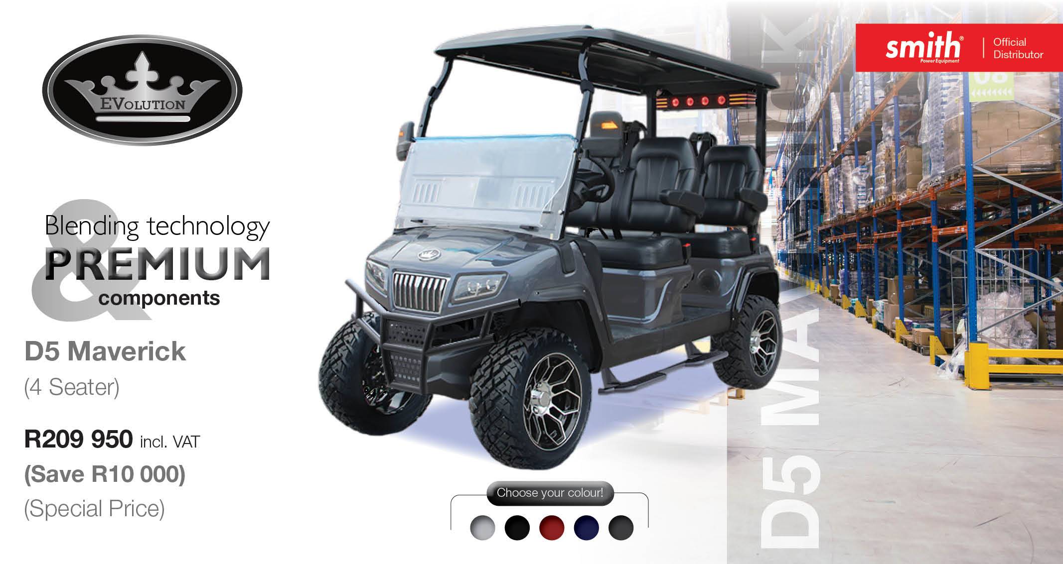 EVolution D5 Maverick electric golf cart | Special price offer | Smith Power Equipment