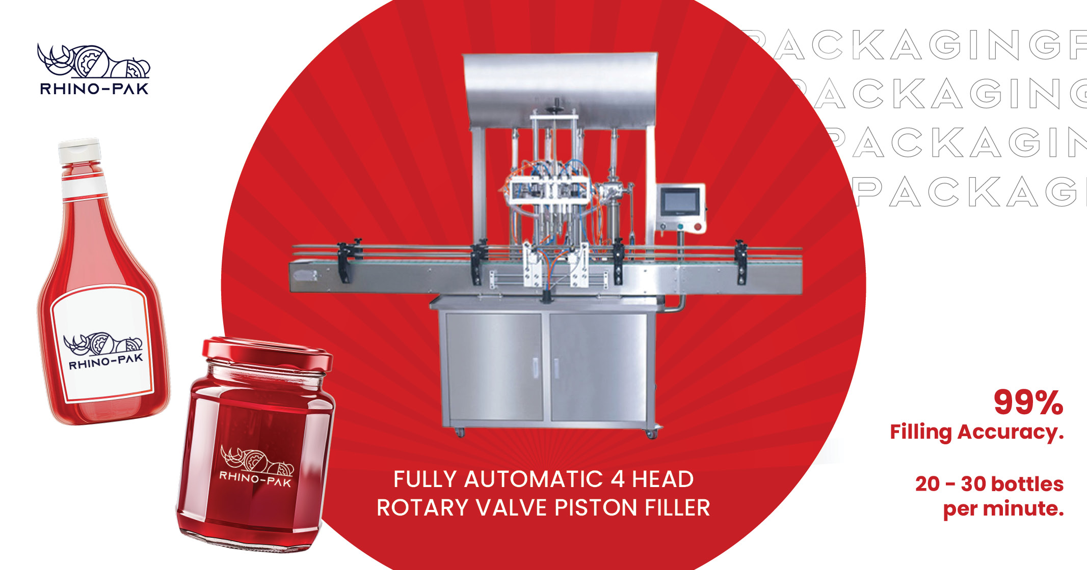 Fully Automatic 4 Head Rotary Valve Piston Filler | Rhino-pak