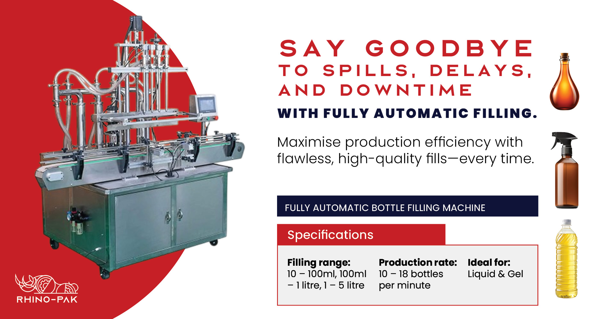 Fully Automatic Bottle Filling Machine | Rhino-pak