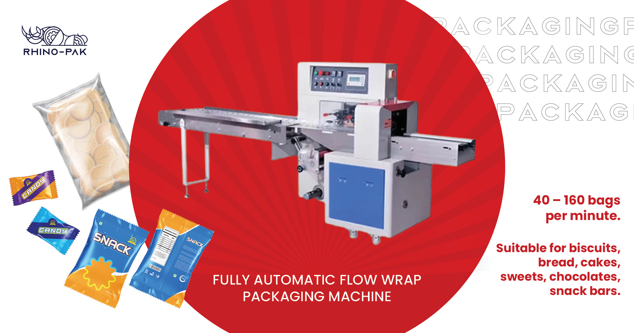 Fully Automatic Flow Wrap Packaging Machine | Rhino-pak