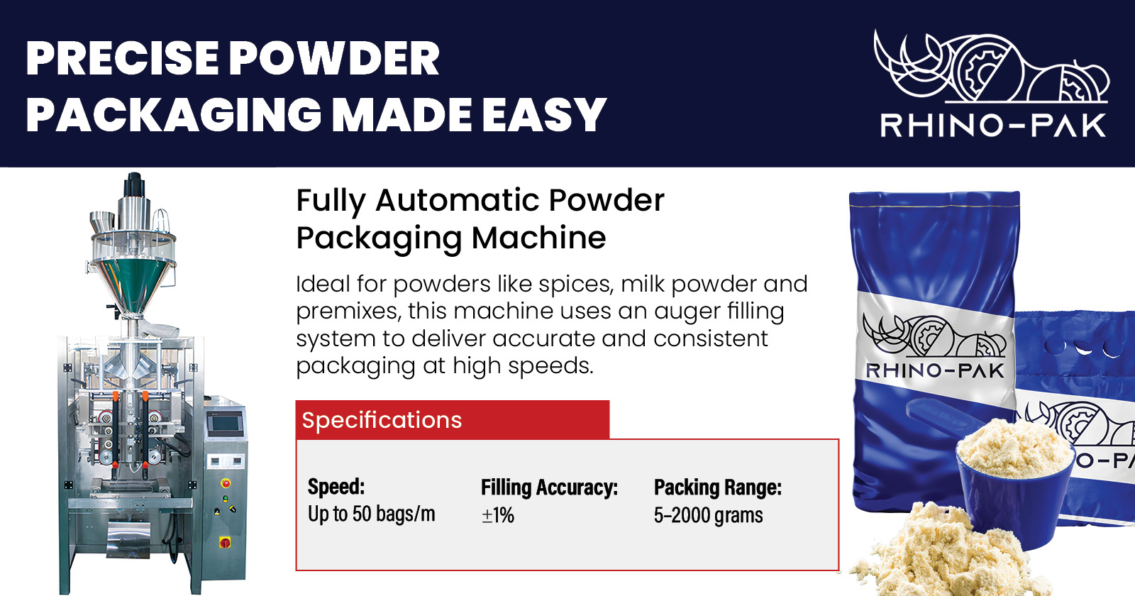 Fully Automatic Powder Packaging Machine | Rhino-pak