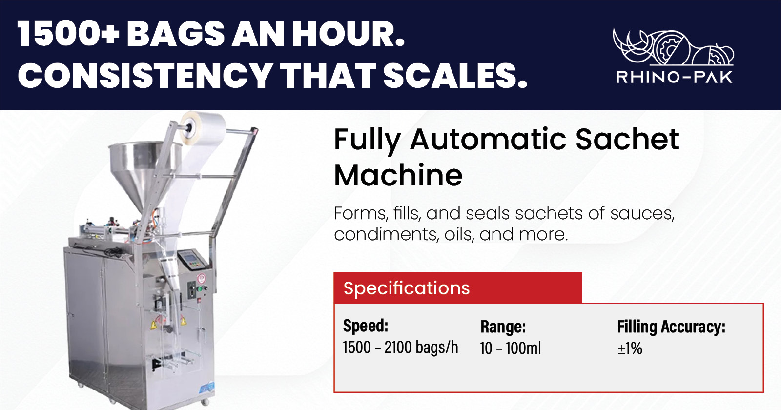 Fully Automatic Sachet Machine | Rhino-pak