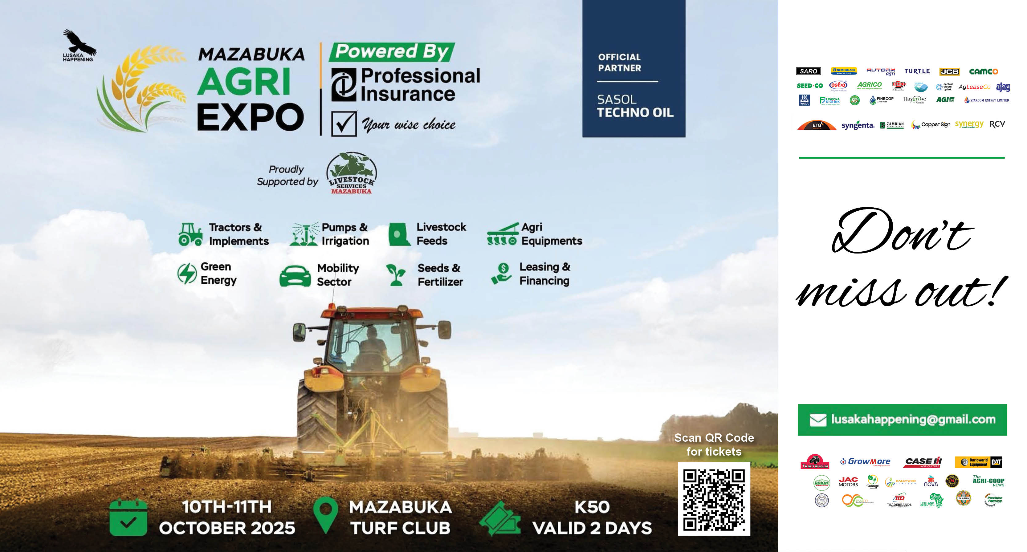 Get ready for the Mazabuka Agri Expo 2025 | 10–11 October 2025 at the Mazabuka Turf Club