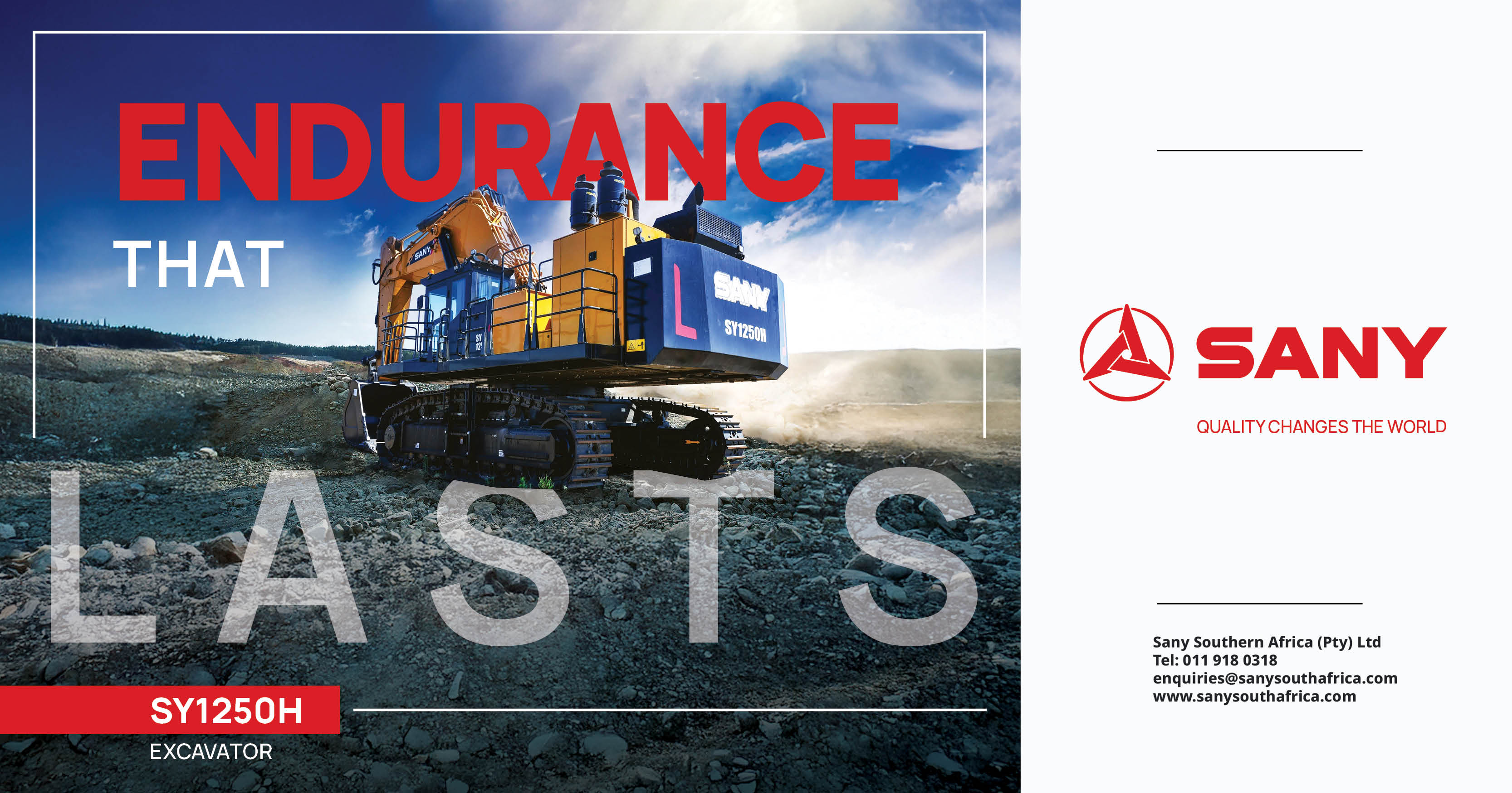 High efficiency & durability |  SY1250H Hydraulic Excavator | Sany Southern Africa (Pty) Ltd