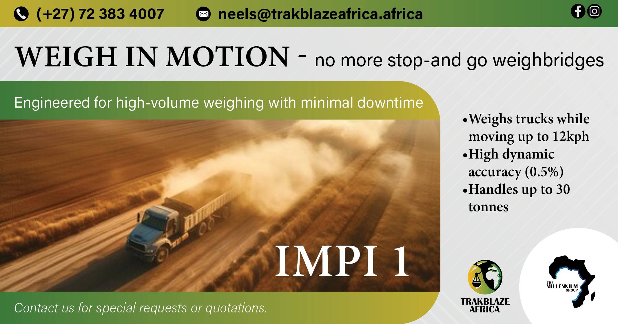 IMPI 1 Weigh in motion weighbridge | The Millennium Group