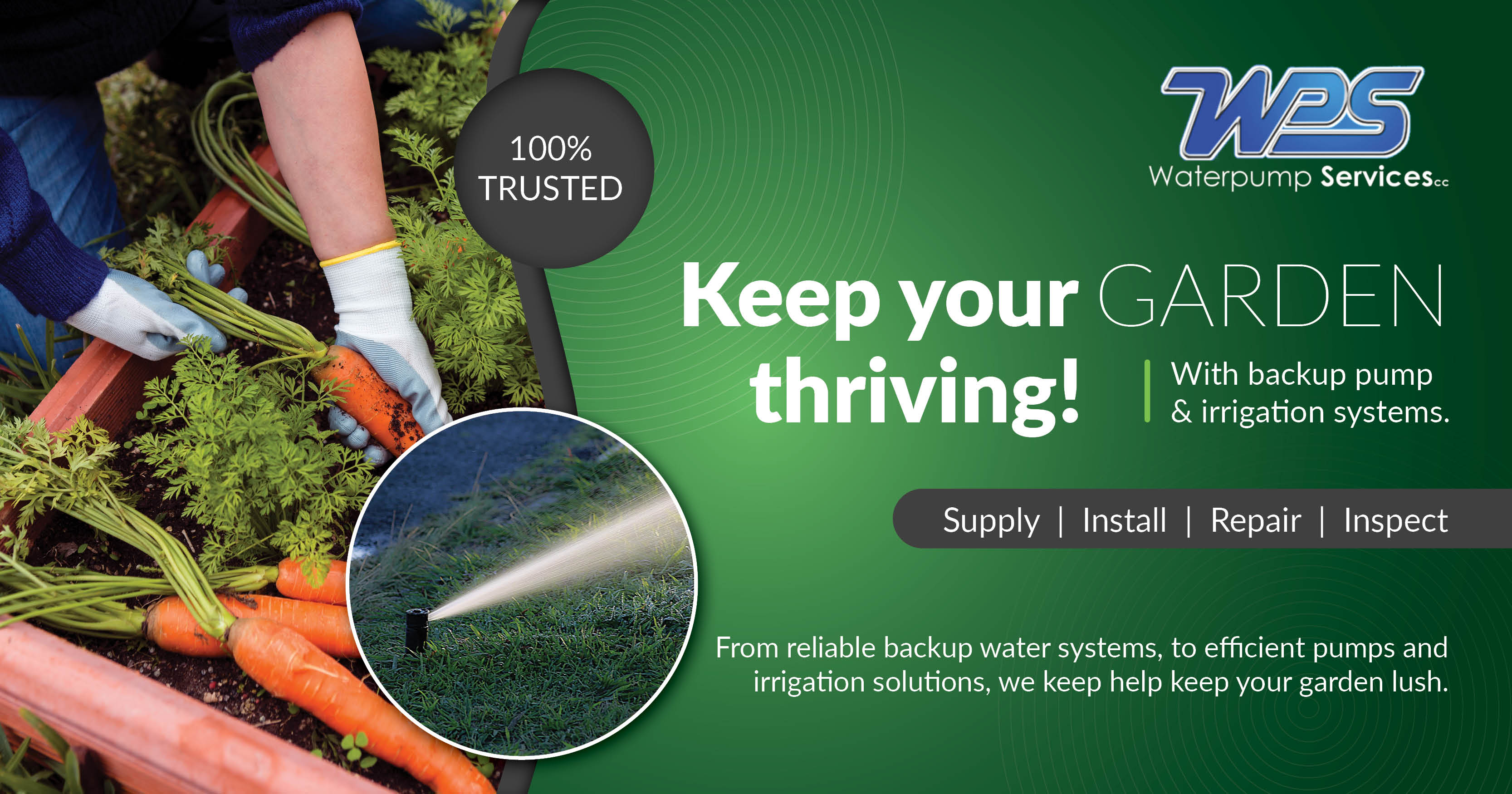 Keep your GARDEN thriving! | With backup pump & irrigation systems | Waterpump Services CC