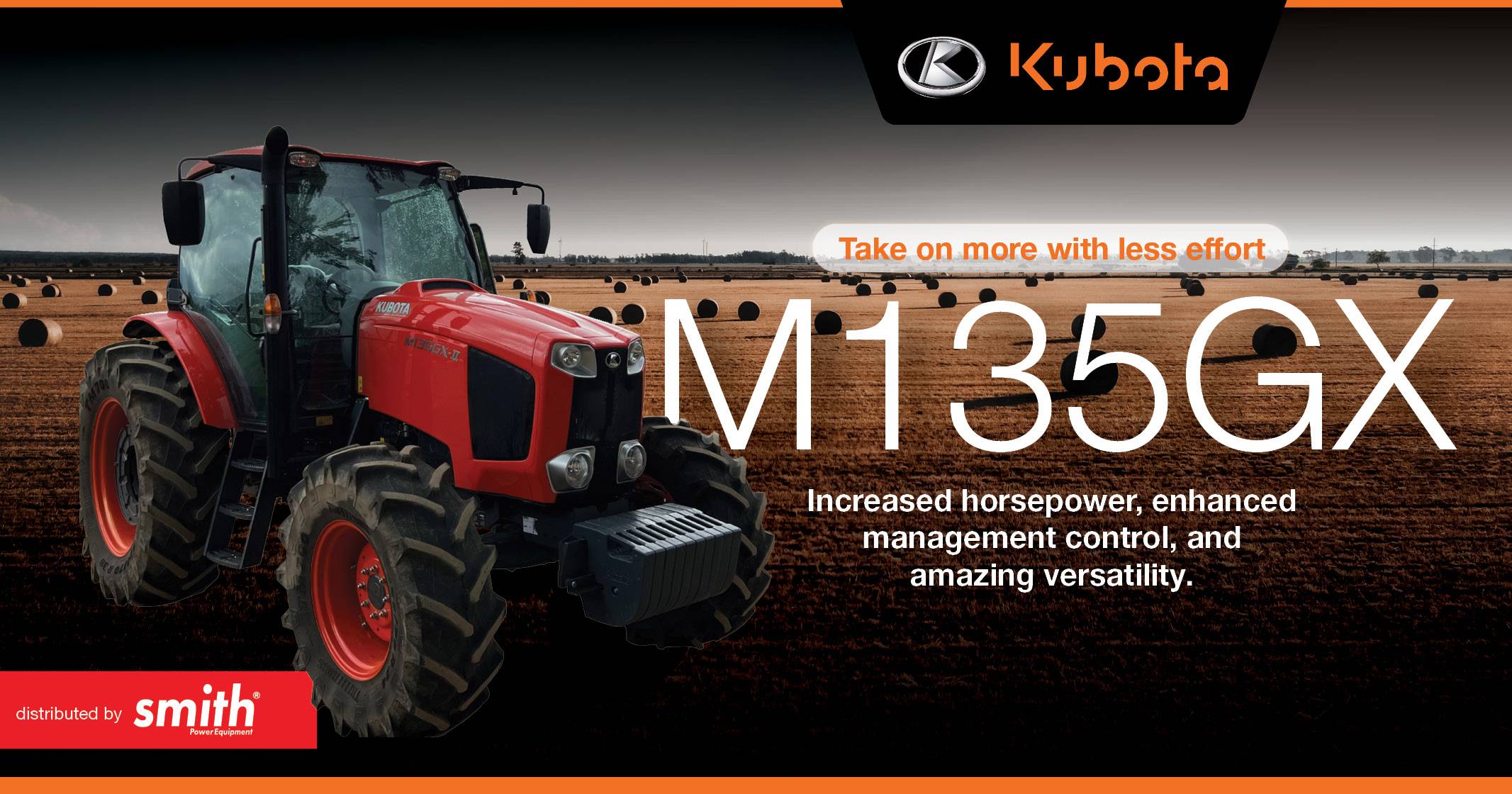 Kubota M135GX tractor | Take on more with less effort | Smith Power Equipment