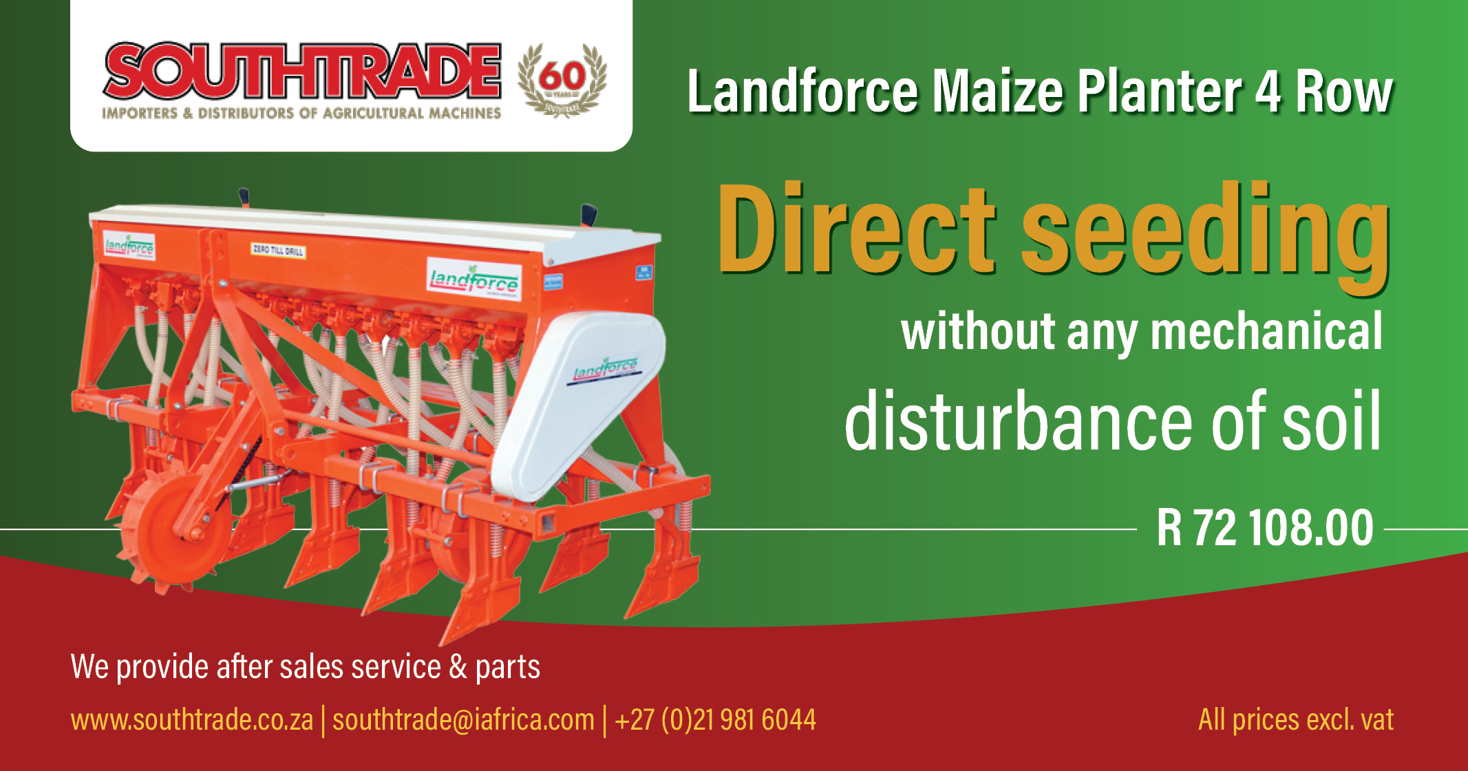 Landforce Maize Planter 4 Row | Southtrade
