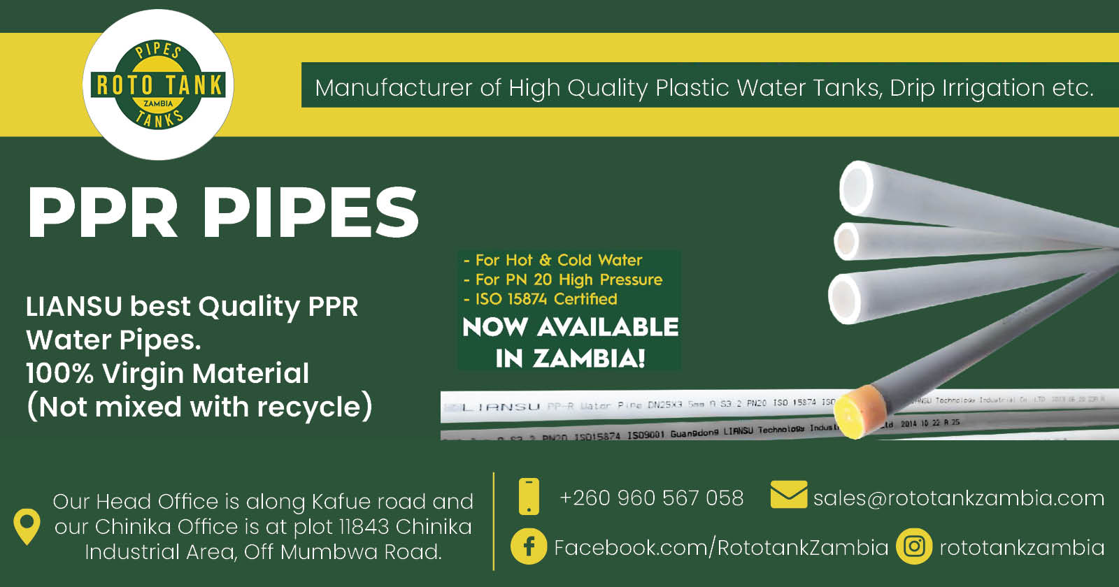 LIANSU best quality PPR water pipes | Roto Tanks