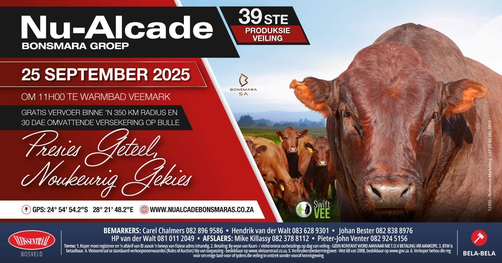 Nu-Alcade 39ste Produksieveiling | 25 September 2025 | 11:00  | Warmbad Veemark