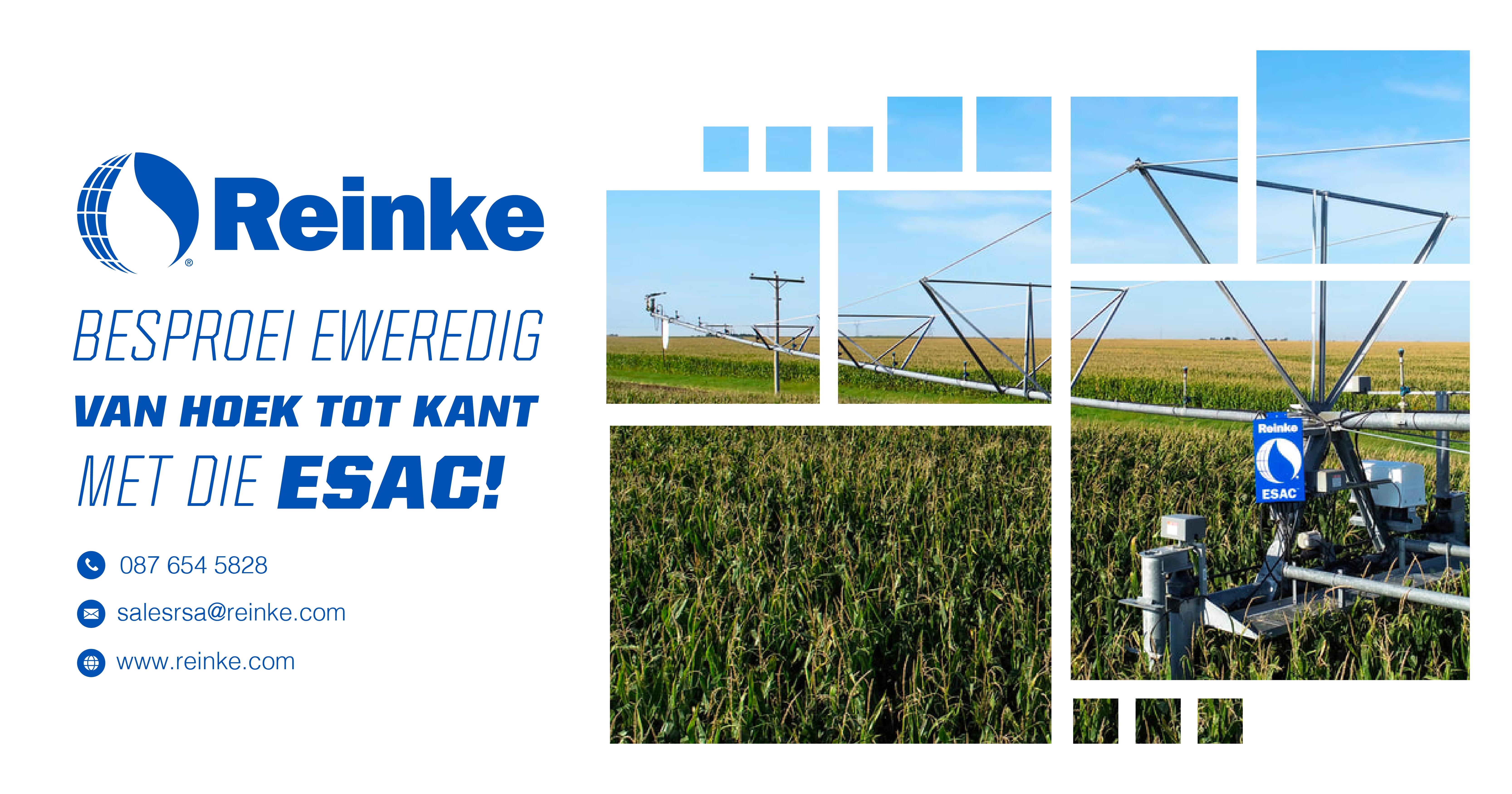 Reinke besproei eweredig van hoek tot kant met die ESAC™!
