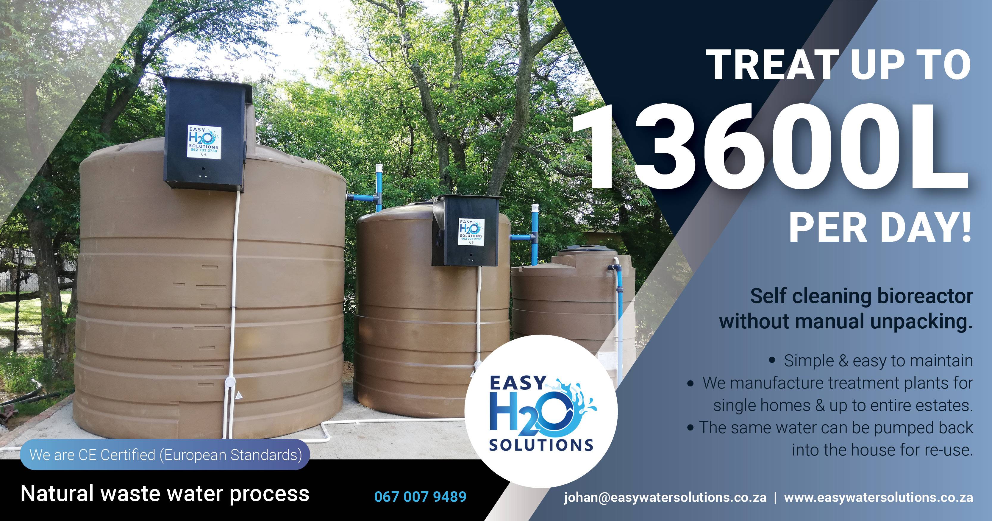 Self-cleaning bioreactor | Treat up to 13 600L per day | Easy Water Solutions