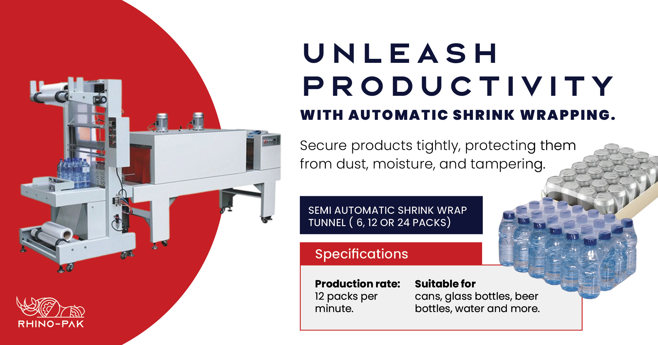 Semi Automatic Shrink Wrap Tunnel | Rhino-pak