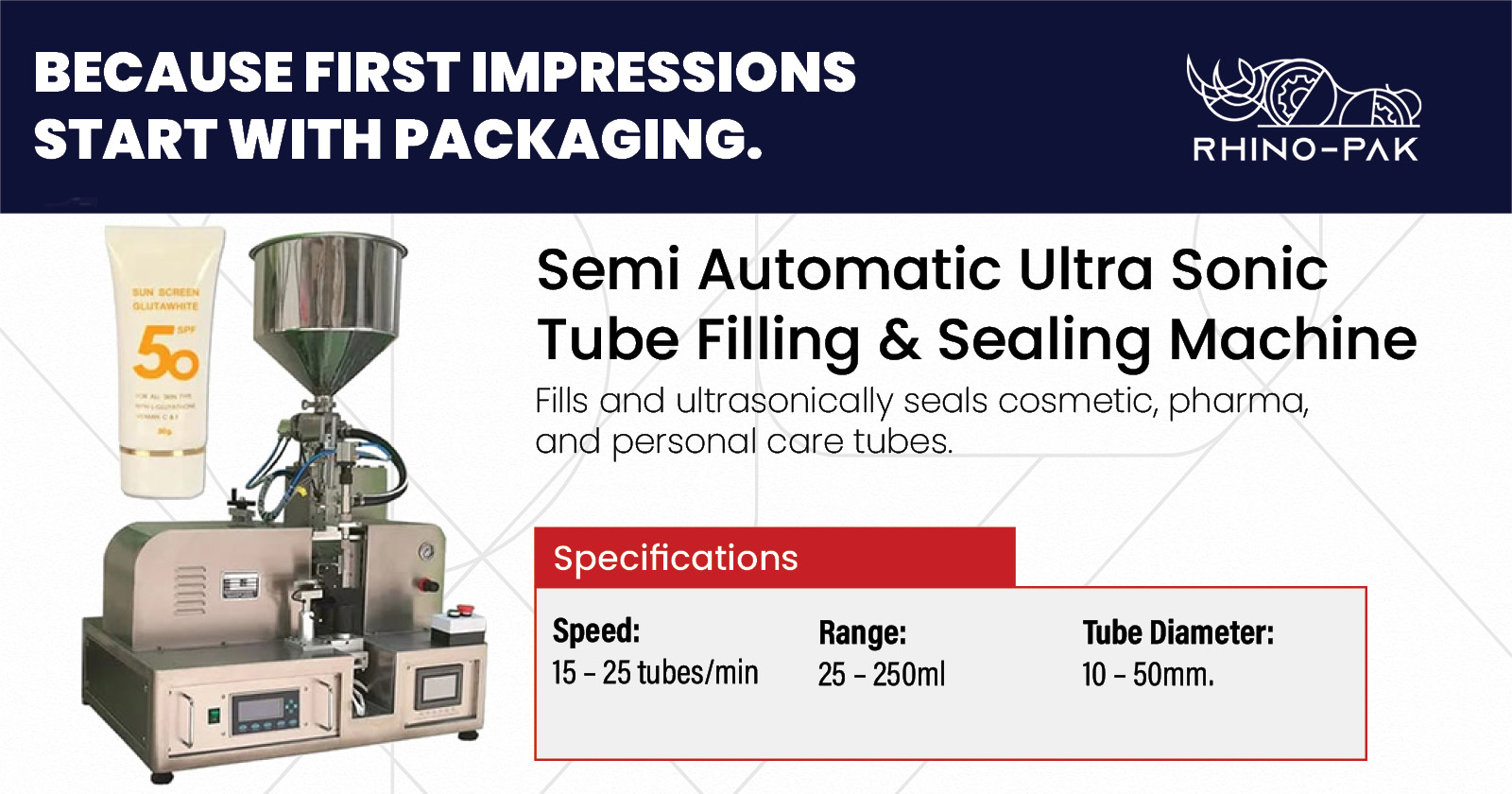 Semi Automatic Ultra Sonic Tube Filling & Sealing Machine | Rhino-pak