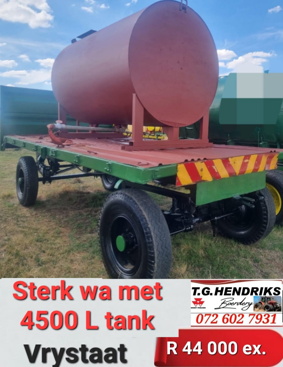 Stert wa met 4500 l tank | T.G Hendriks boerdery