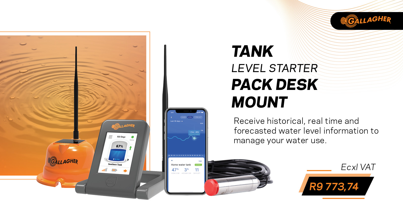 Tank level starter pack desk mount 915kmz | Gallagher