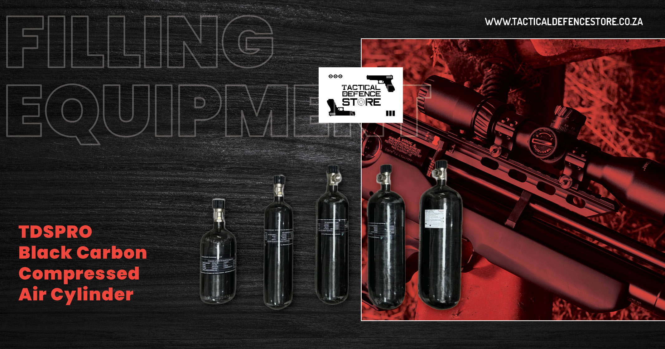 TDSPRO Black Carbon Compressed Air Cylinder | Tactical Defence Store