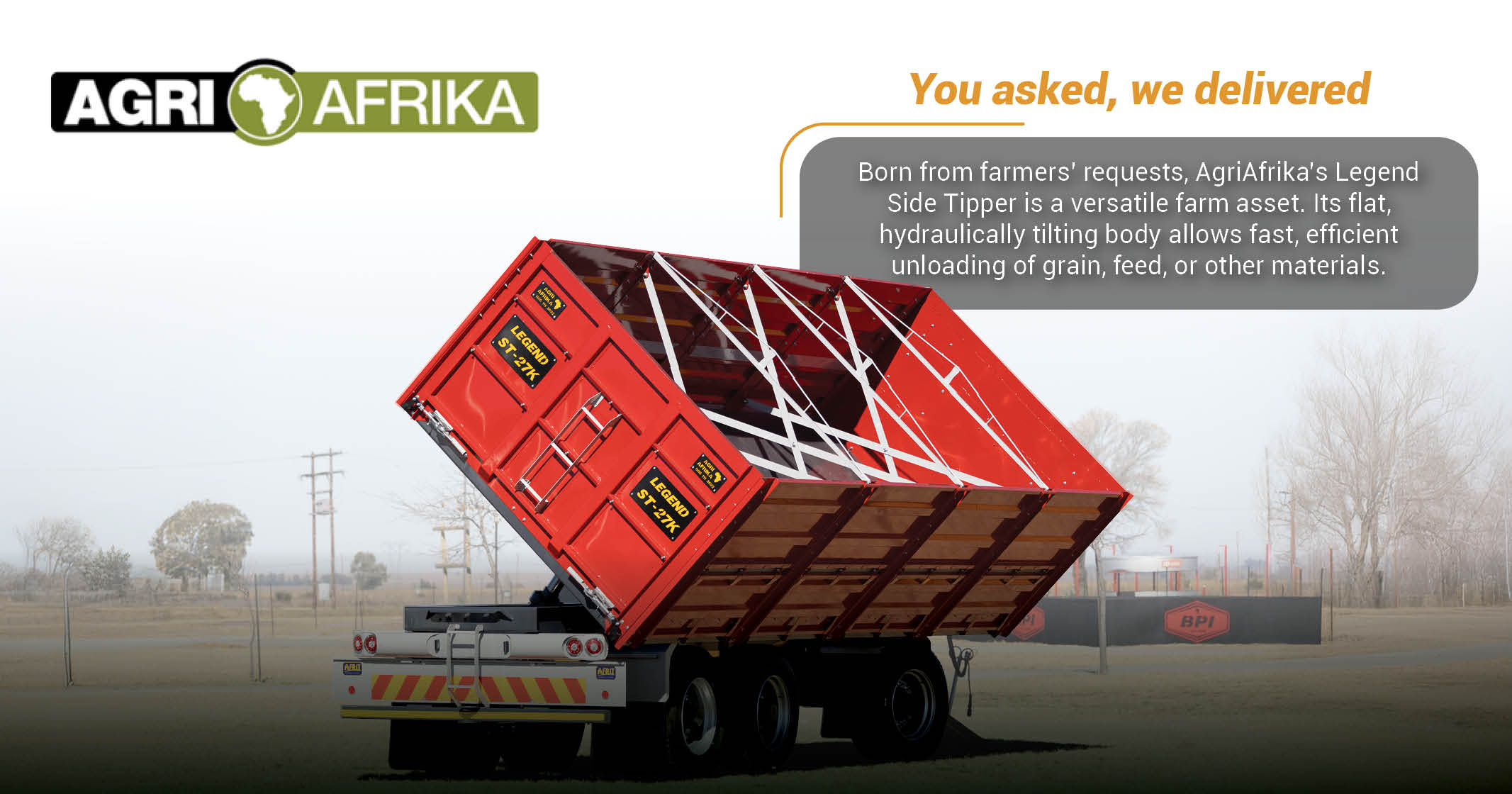 The Legend Side Tipper is a versatile farm asset | Agri Afrika