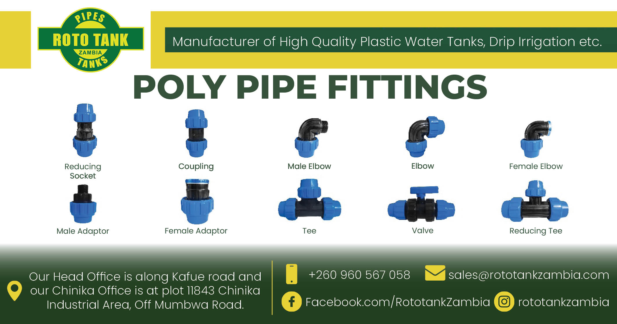 Wide range of poly pipe fittings | Roto Tanks